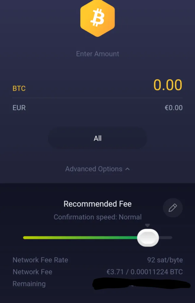 Exodus normal Bitcoin fees