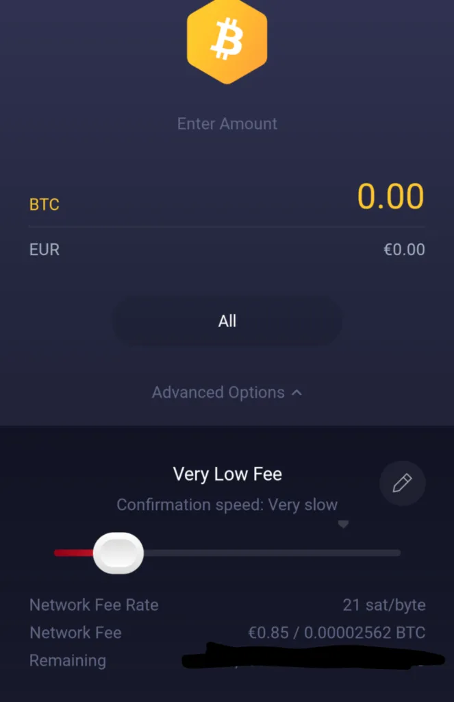 Exodus custom Bitcoin fees