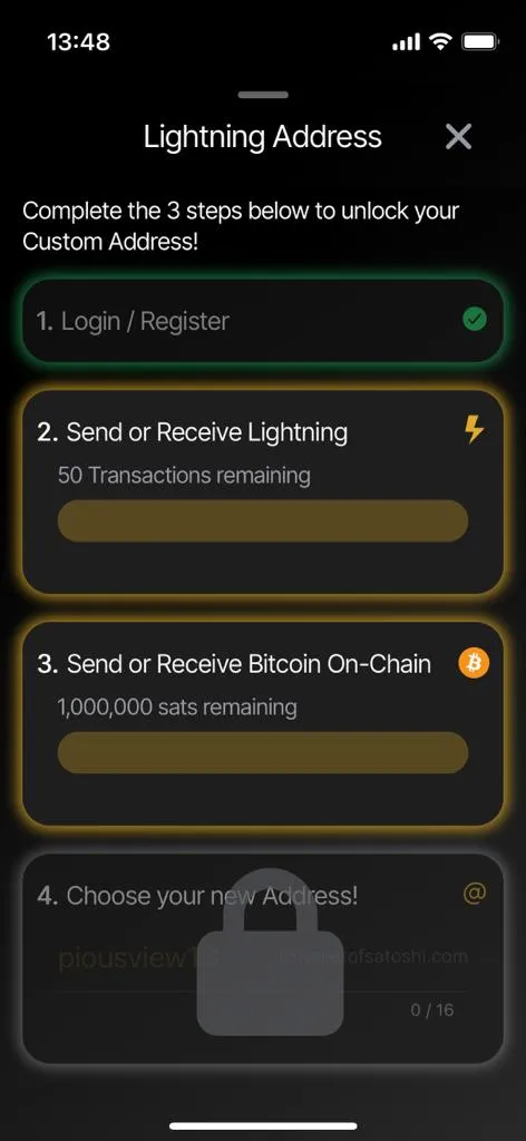 Wallet of Satoshi Menu