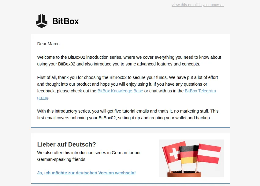 BitBox02 Tutorial Email