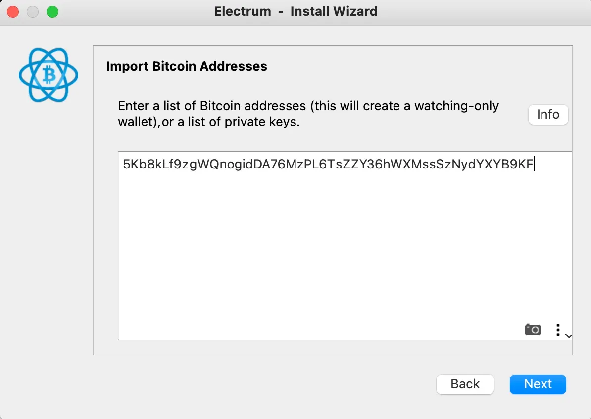 Electrum Wallet Private Key import