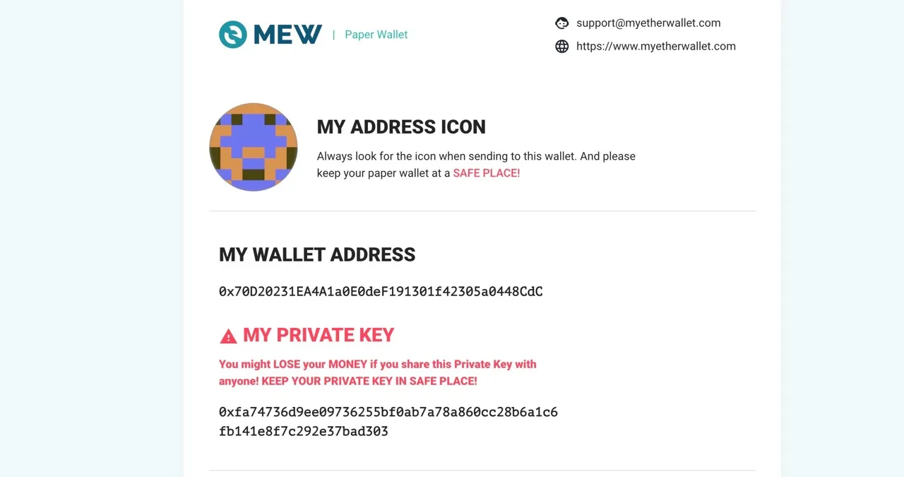 Ethereum Paper Wallet with MyEtherWallet.com