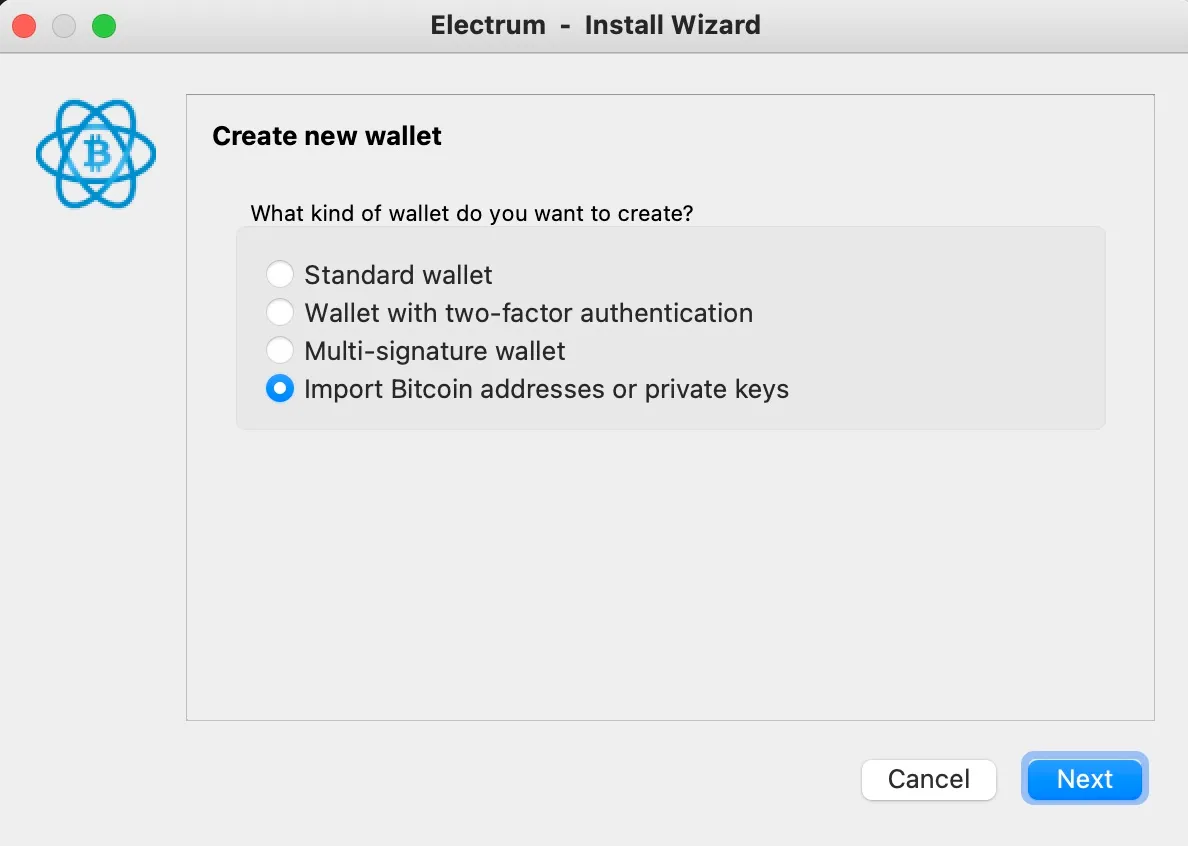 Electrum Wallet import private key